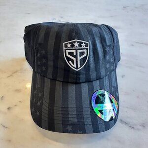Subtle Patriot Covert Runner Hat Adjustable Patriotic Grey Black Striped NWT